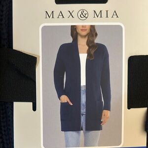 Max&Mia 100% Cotton Open Front Cardigan Black Size L NWT